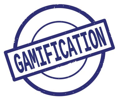 Gamification metin, mavi daire basit damga yazılmış.