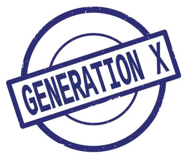 Generation X metin, mavi daire basit damga yazılmış.