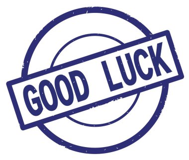 Mavi daire basit damgası yazılmış iyi şanslar metni.