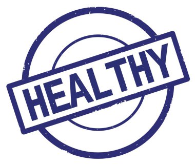 Mavi daire basit damgası yazılmış sağlıklı metni.