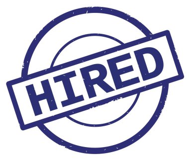 İşe alınan metin, mavi daire basit damga yazılmış.