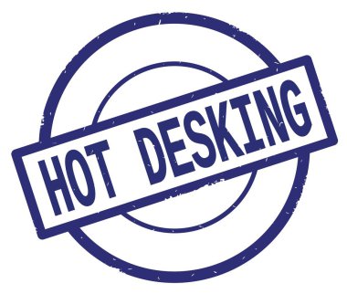 Mavi daire basit damgası yazılmış sıcak Desking metni.