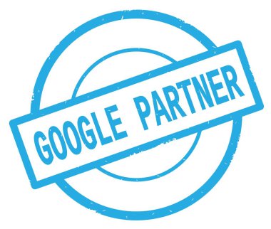 Google ortağı metin, camgöbeği basit daire damga yazılmış.