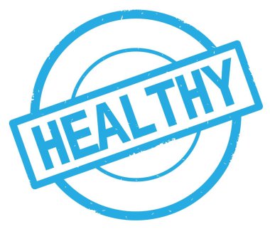 Sağlıklı metin, camgöbeği basit daire damga yazılmış.