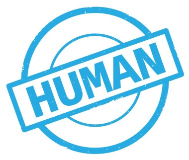 İnsan metin, camgöbeği basit daire damga yazılmış.