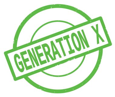 Generation X metin, yeşil daire basit damga yazılmış.