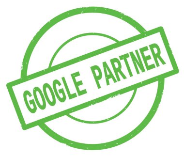 Google ortağı metin, yeşil daire basit damga yazılmış.