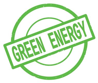Yeşil enerji metin, yeşil daire basit damga yazılmış.