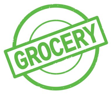 Bakkal metin, yeşil daire basit damga yazılmış.