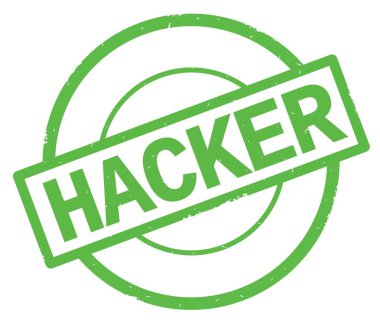 Hacker metin, yeşil daire basit damga yazılmış.