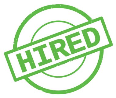 İşe alınan metin, yeşil daire basit damga yazılmış.