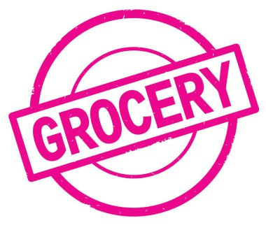 Bakkal metin, pembe daire basit damga yazılmış.