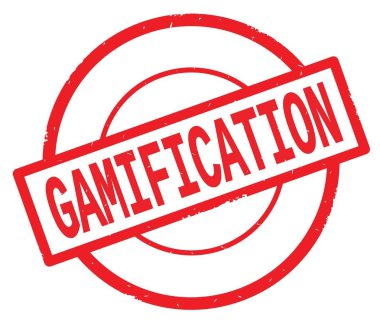 Gamification metin, kırmızı daire basit damga yazılmış.