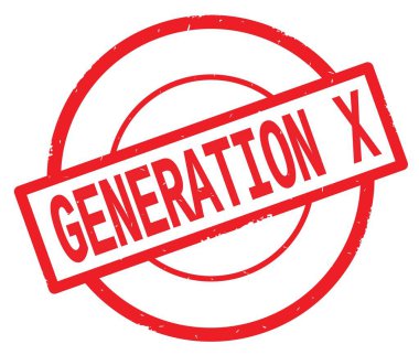 Generation X metin, kırmızı daire basit damga yazılmış.