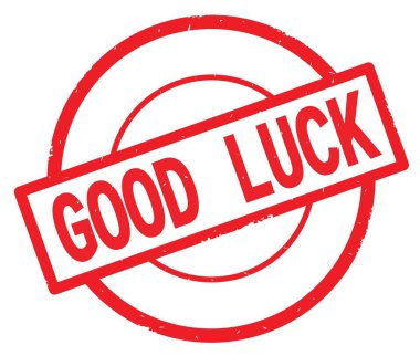 Kırmızı daire basit damgası yazılmış iyi şanslar metni.