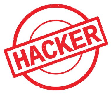 Hacker metin, kırmızı daire basit damga yazılmış.