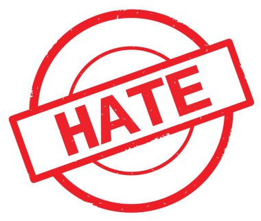 Kırmızı daire basit damgası yazılmış metni, nefret.