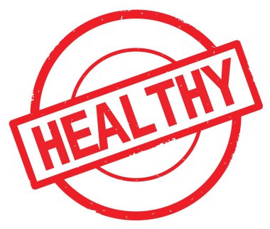 Kırmızı daire basit damgası yazılmış sağlıklı metni.