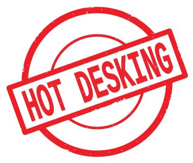Kırmızı daire basit damgası yazılmış sıcak Desking metni.