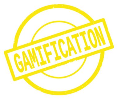 Gamification metin, sarı daire basit damga yazılmış.
