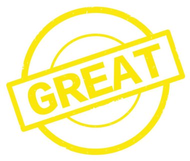 Sarı daire basit damgası yazılmış büyük metin.