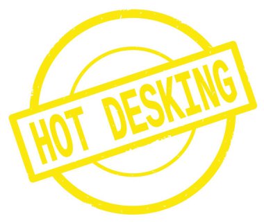 Sarı daire basit damgası yazılmış sıcak Desking metni.