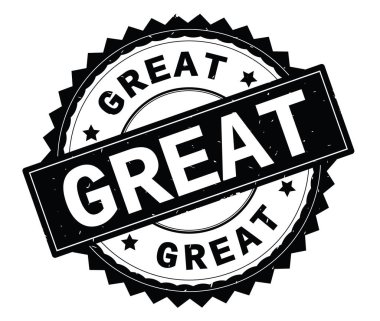 Büyük siyah metin damgası, zig zag kenarlıklı yuvarlak.