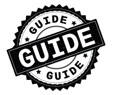 Kılavuzu siyah metin damgası, zig zag kenarlıklı yuvarlak.