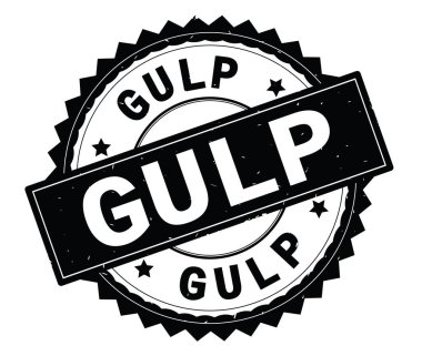 Yudum siyah metin damgası, zig zag kenarlıklı yuvarlak.