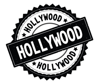 Hollywood siyah metin damgası, zig zag kenarlıklı yuvarlak.