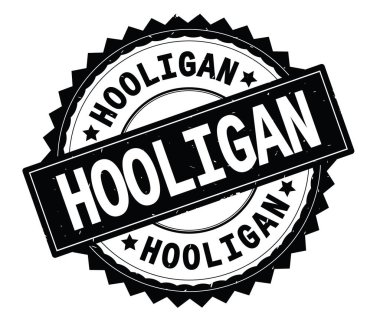 Holigan siyah metin damgası, zig zag kenarlıklı yuvarlak.