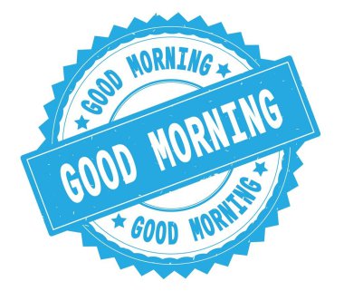 Günaydın mavi metin yuvarlak damga, zig zag kenarlıklı.