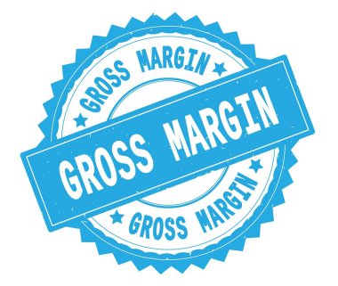 Brüt Marjı mavi metin damgası, zig zag kenarlıklı yuvarlak.