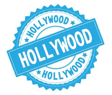 Hollywood mavi metin damgası, zig zag kenarlıklı yuvarlak.
