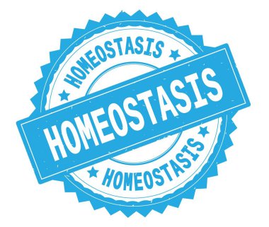 Homeostasis mavi metin damgası, zig zag kenarlıklı yuvarlak.