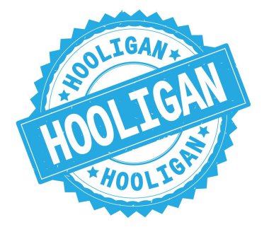 Holigan mavi metin damgası, zig zag kenarlıklı yuvarlak.