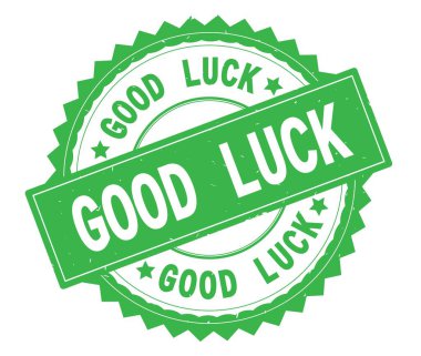 İyi şanslar yeşil metin damgası, zig zag kenarlıklı yuvarlak.