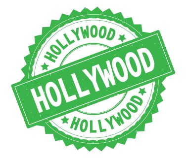 Hollywood yeşil metin damgası, zig zag kenarlıklı yuvarlak.