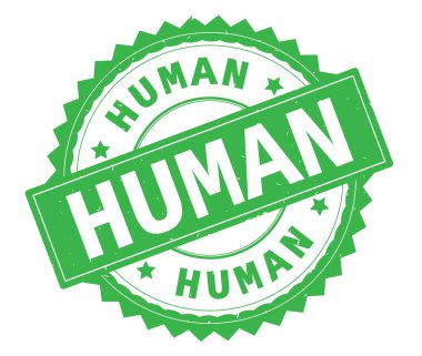 İnsan yeşil metin damgası, zig zag kenarlıklı yuvarlak.