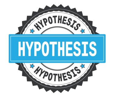 Hipotez metin gri ve mavi yuvarlak damga, zig zag borde ile