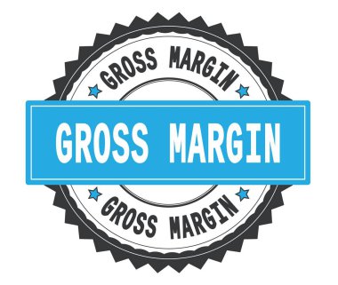 Brüt marj metin gri ve mavi yuvarlak damga, zig zag bor ile