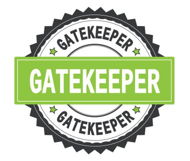 Ağ geçidi denetleyicisi metin gri ve yeşil yuvarlak damga, zig zag bord ile