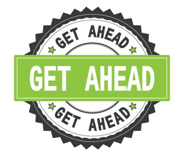 Ahead metin gri ve yeşil yuvarlak damga, zig zag borde ile alın