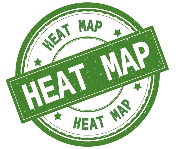 Χάρτη θερμότητας, γραπτό κείμενο πράσινο στρογγυλή σφραγίδα καουτσούκ. — Φωτογραφία Αρχείου