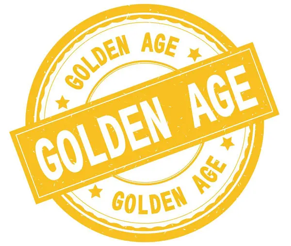 GOLDEN AGE , written text on yellow round rubber stamp. — Stock Photo, Image