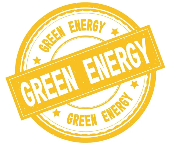 Zöld energia, írott szöveg, a sárga kör gumibélyegző. — Stock Fotó
