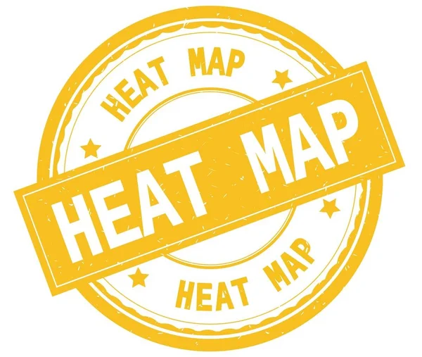 Χάρτη θερμότητας, γραπτό κείμενο σε κίτρινο στρογγυλό καουτσούκ σφραγίδα. — Φωτογραφία Αρχείου