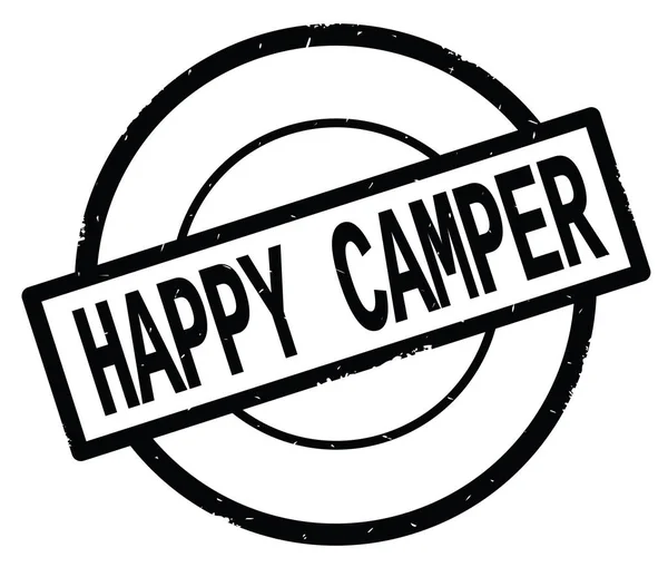 快乐的露营文字, 写在黑色简单的圆圈邮票. — 图库照片