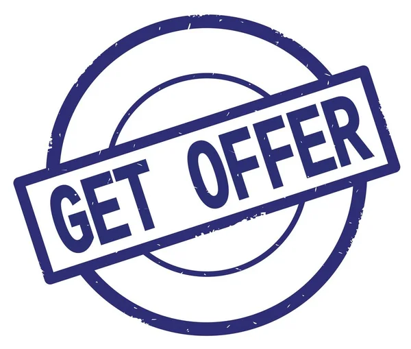 GET OFFER text, written on blue simple circle stamp. — Stock Photo, Image