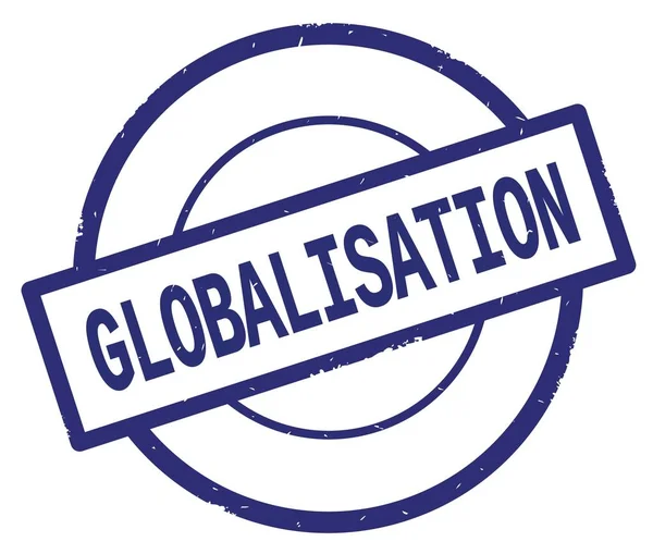 Globalisering tekst, geschreven op blauwe eenvoudige cirkel stempel. — Stockfoto